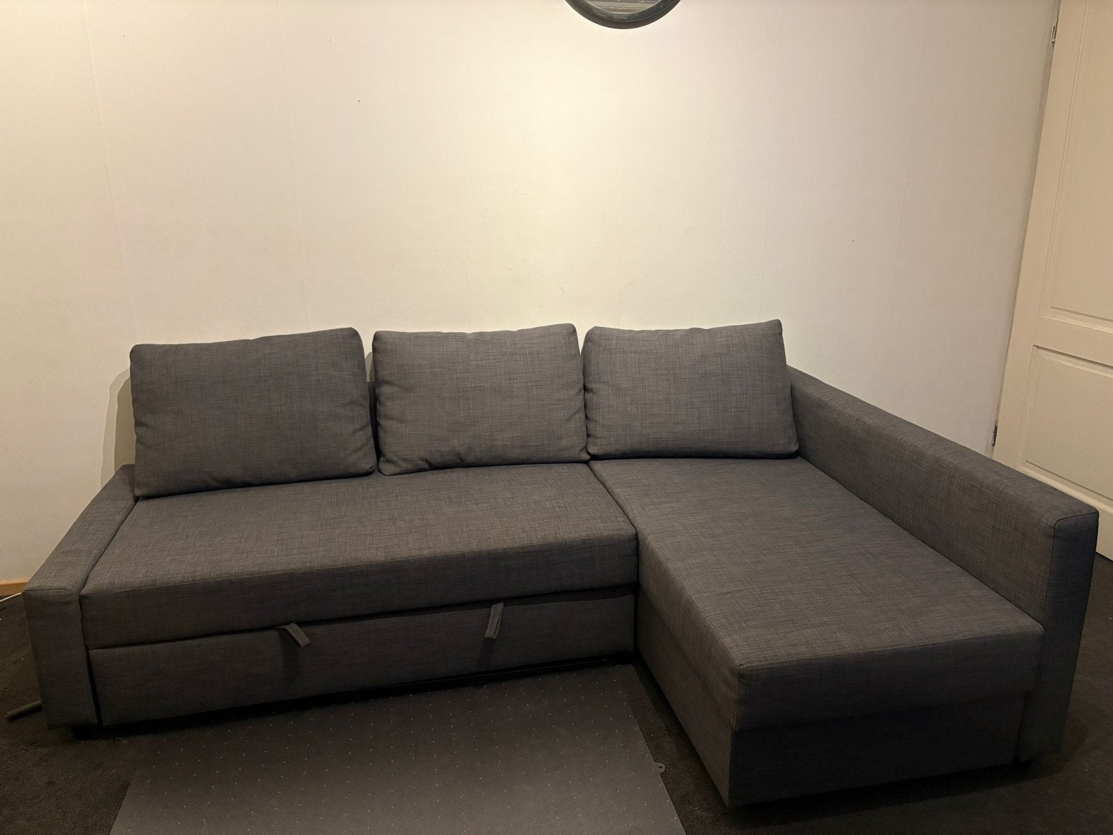 IKEA FRIHETEN Hoekslaapbank met opbergruimte, Ophalen, Zo goed als nieuw, Twijfelaar, Grijs