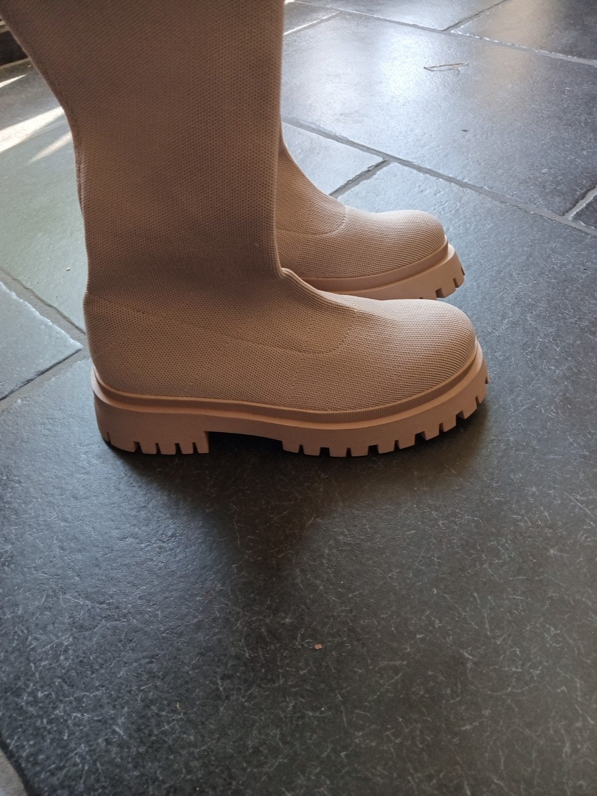 overknee laarzen textiel beige 38 nieuw!, Hoge laarzen, Beige, Nieuw, Ophalen of Verzenden