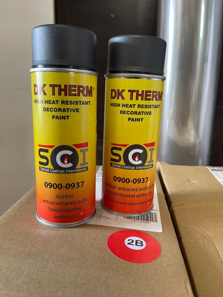 DK Therm Hittebestendige Verf Spuitbus - Donker Antraciet, Nieuw, Ophalen of Verzenden, Verf, Grijs
