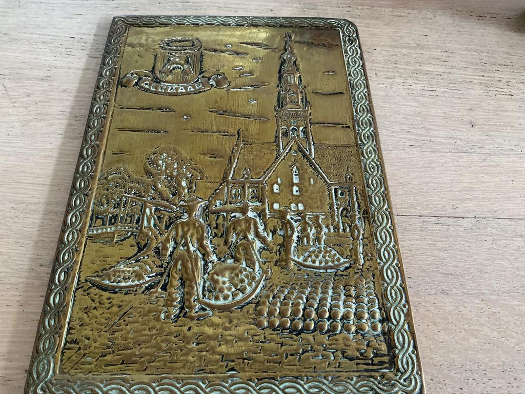 Vintage Koperen Plaquette Alkmaar Kaasmarkt Reliëf, Ophalen of Verzenden, Koper