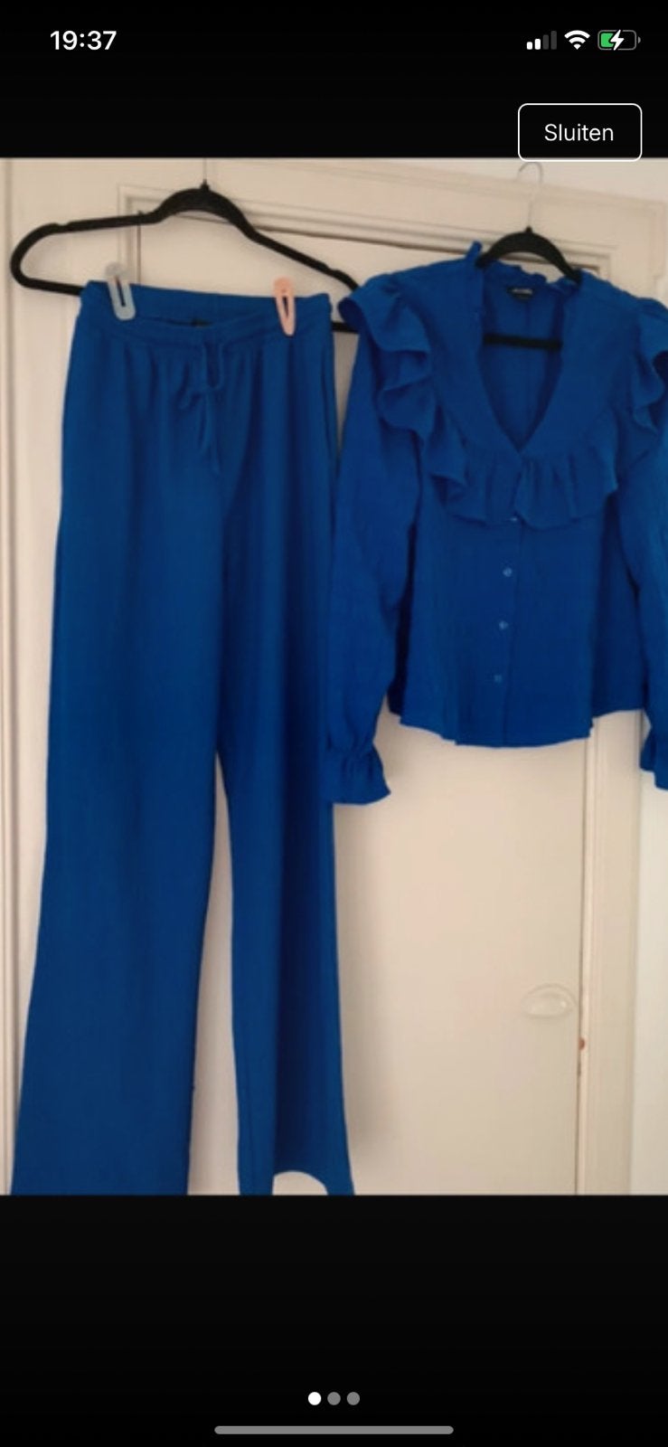 Guts & Gusto Broek en Monki Blouse Set - Maat M, Ophalen of Verzenden, Zo goed als nieuw, Maat 38/40 (M), Blauw