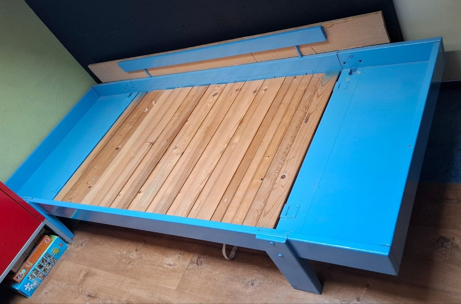 Blauw meegroeibed voor kinderen, Ophalen, 90 cm, Eenpersoons, Blauw