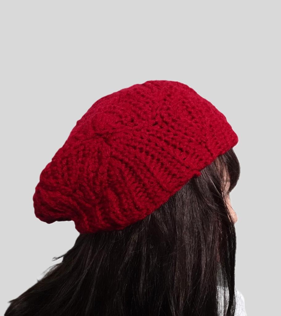Baret Roermond donkerrood, Kleding | Dames, Mutsen, Sjaals en Handschoenen, Maat 38/40 (M), Verzenden, Nieuw, Handgemaakt