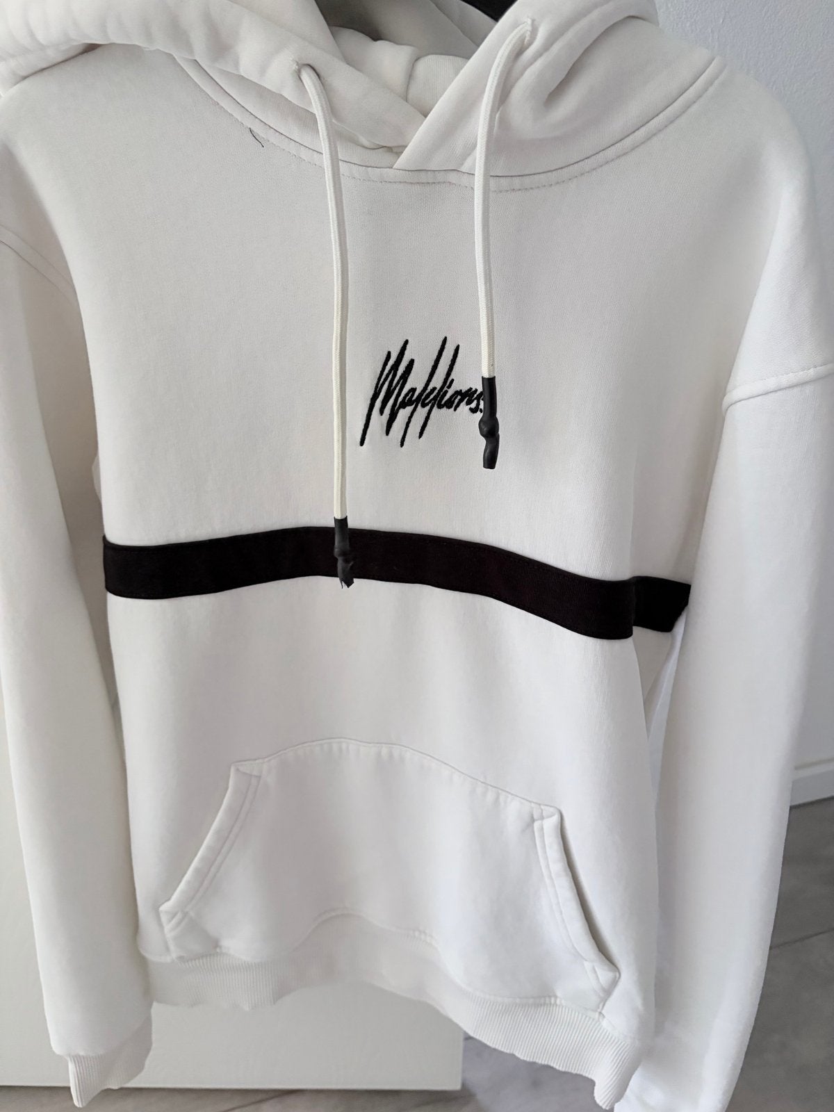 Malelions Hoodie XS - Wit met Zwarte Streep, Ophalen of Verzenden, Gedragen