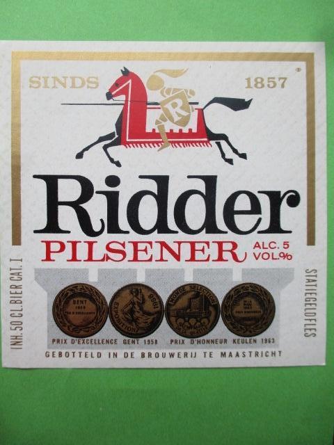bieretiket Nederland 25-3 (2 Y) de ridder, Verzamelen, Biermerken, Ophalen of Verzenden, Nieuw, Overige typen, Overige merken