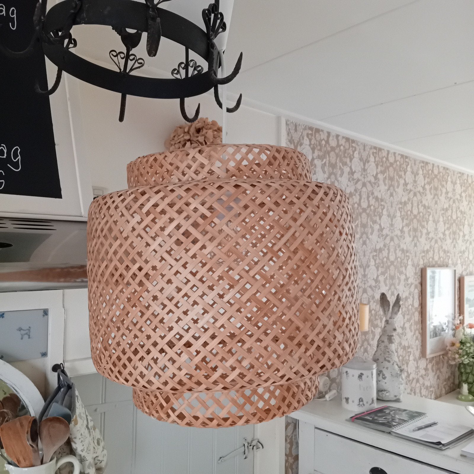 IKEA hanglamp van bamboe - sfeervolle verlichting, Ophalen, Gebruikt, Natuurlijk materiaal, Boho, Scandinavisch, Natuurlijk