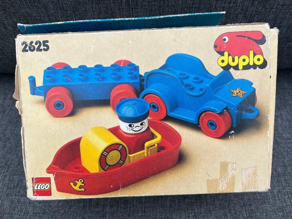 Lego Duplo 2625 Auto met Aanhanger en boot, Ophalen of Verzenden, Zo goed als nieuw, Duplo, Complete set