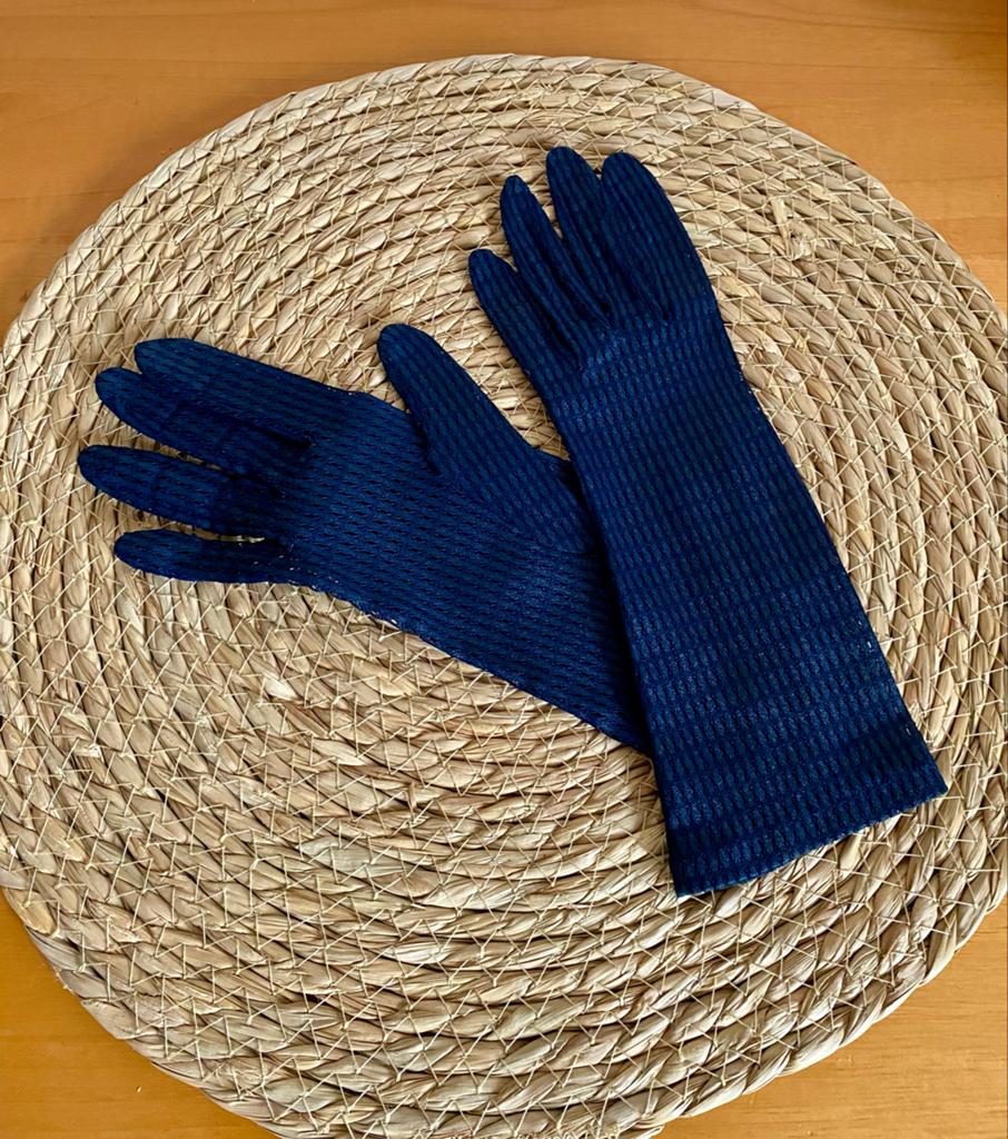 Elegante vintage donkerblauwe zomer handschoenen, Kleding | Dames, Mutsen, Sjaals en Handschoenen, Zo goed als nieuw, Handschoenen