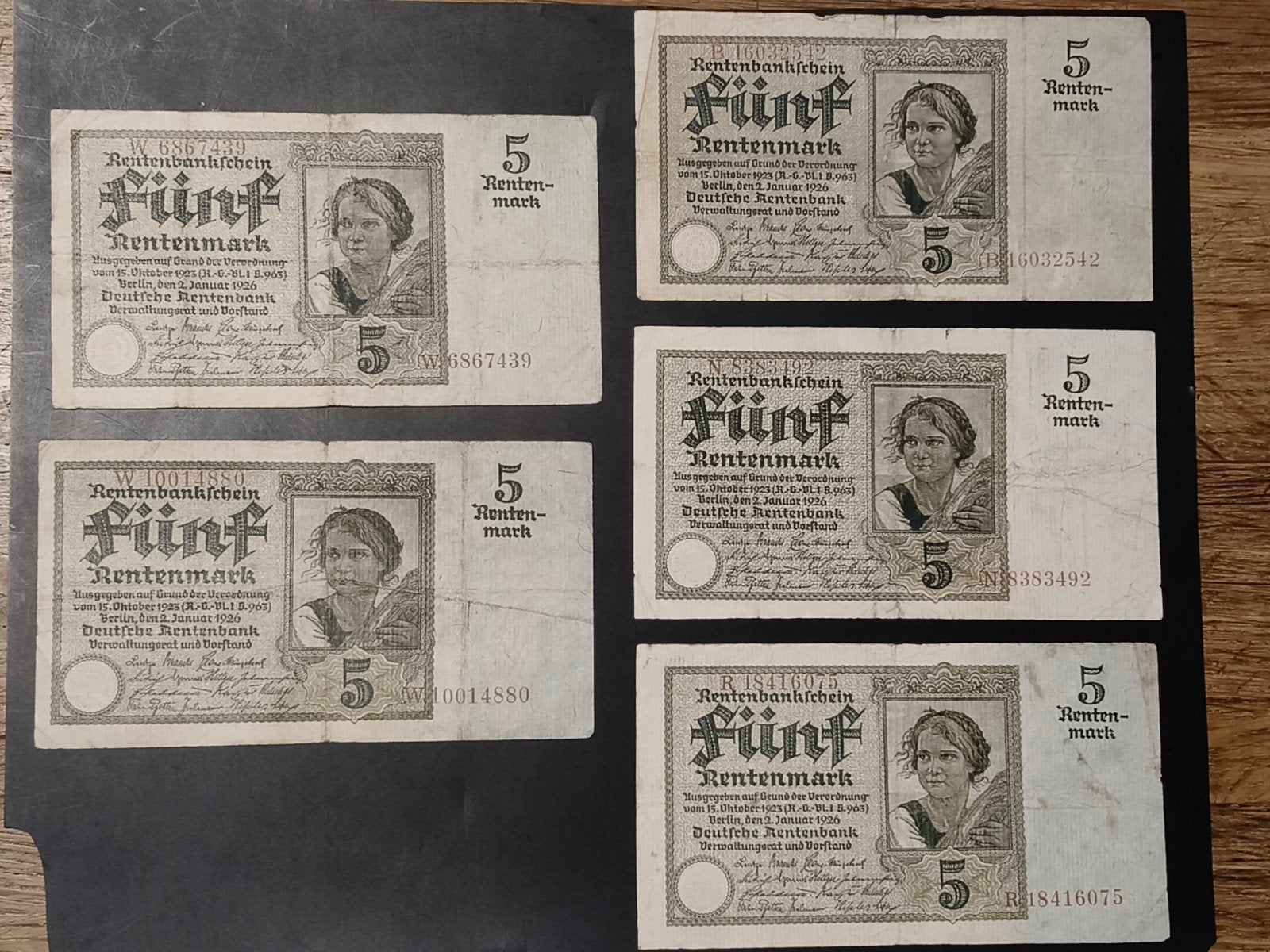 Germany 5x 5 rentenmark 1926 VF, Ophalen of Verzenden, Duitsland