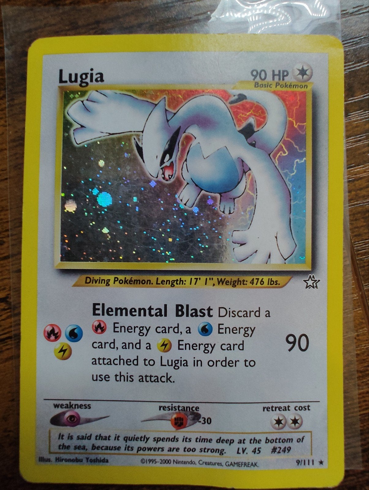Lugia Pokémon kaart - Neo Genesis Holo 9/111, Ophalen of Verzenden, Gebruikt, Losse kaart, Foil