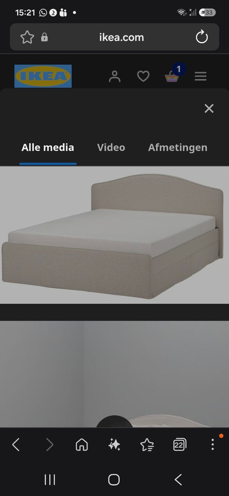 Gevraagd IKEA RAMNEFJÄLL zandkleur 140x200, Ophalen, Gebruikt, Beige, Tweepersoons