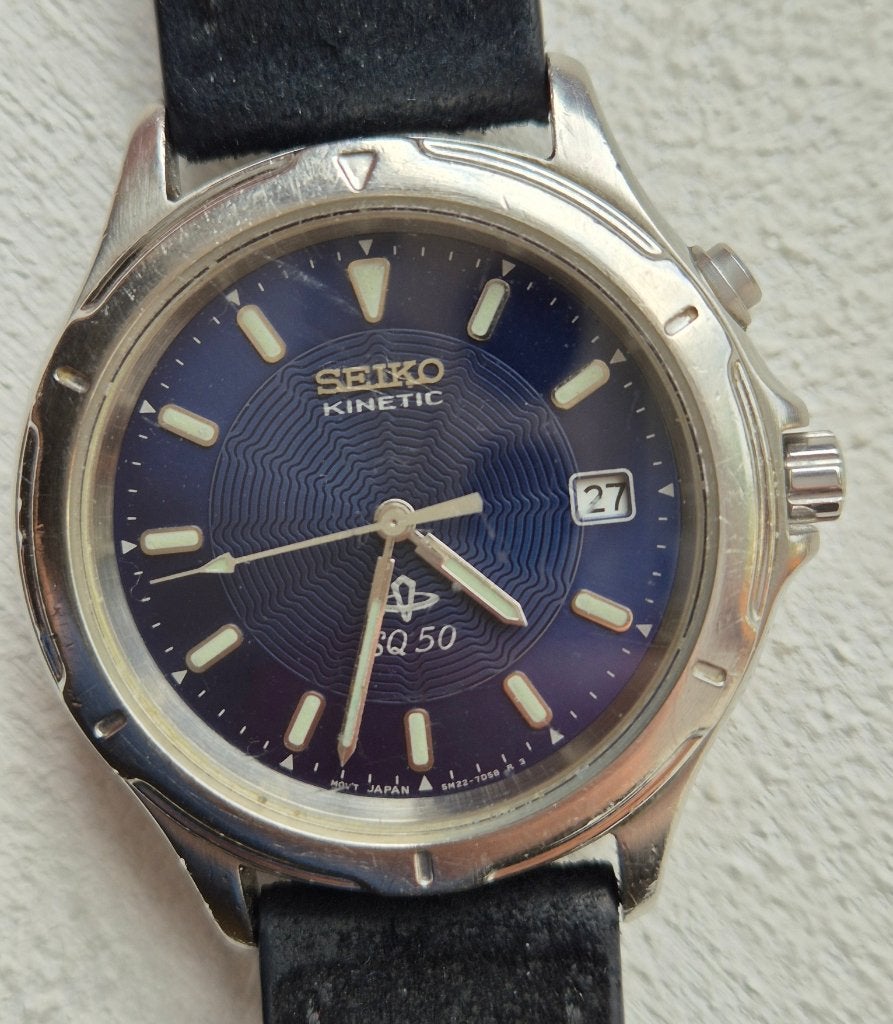 Vintage Seiko Kinetic  5M22A, Seiko, Staal, Verzenden, Polshorloge