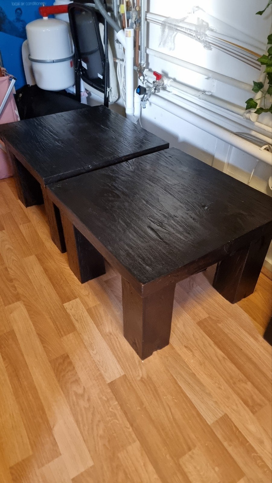 2 zware mmassief houten salontafel bijzettafel 60x60 | teak, 45 tot 60 cm, Vierkant, Zo goed als nieuw, Indonesisch