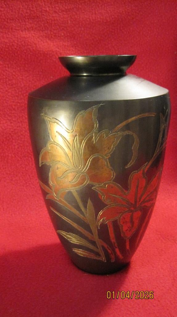 Japanse bronzen vaas Art Deco stijl, Ophalen of Verzenden