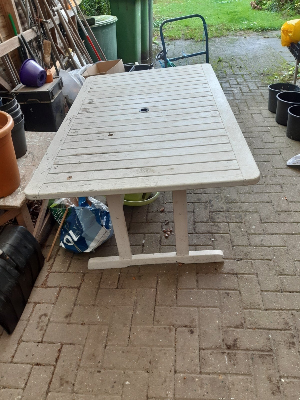 Hardhouten tuintafel, Tuin en Terras, Ophalen, Gebruikt, Rechthoekig, Hout