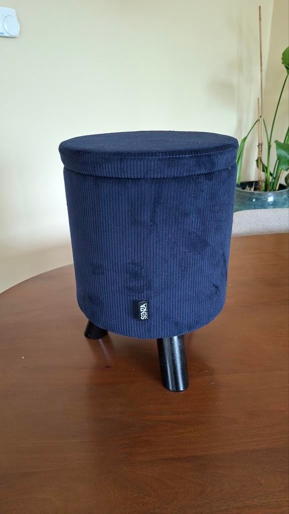 Bijzet poef met opbergruimte 40 H x 28 B cm, Overige materialen, Minder dan 55 cm, Rond, Zo goed als nieuw