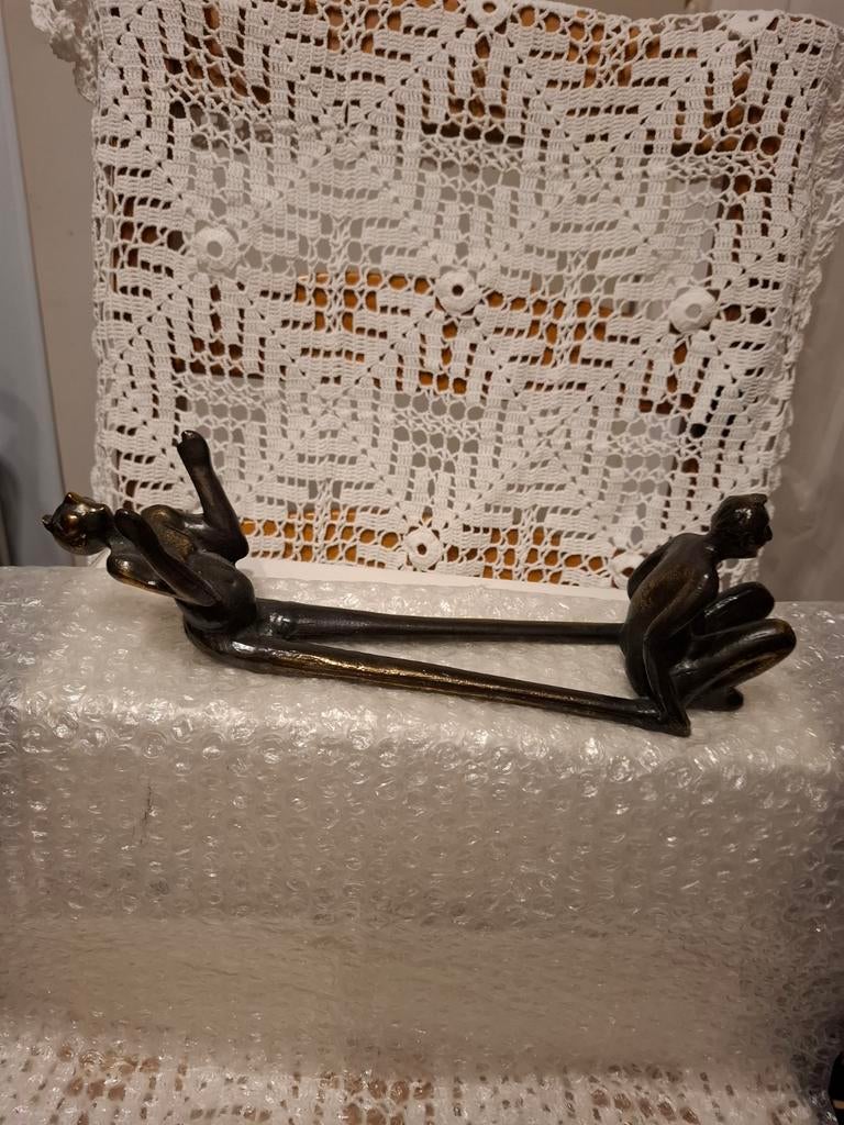 Abstract bronzen beeld van twee figuren, Antiek en Kunst, Antiek | Koper en Brons, Ophalen of Verzenden