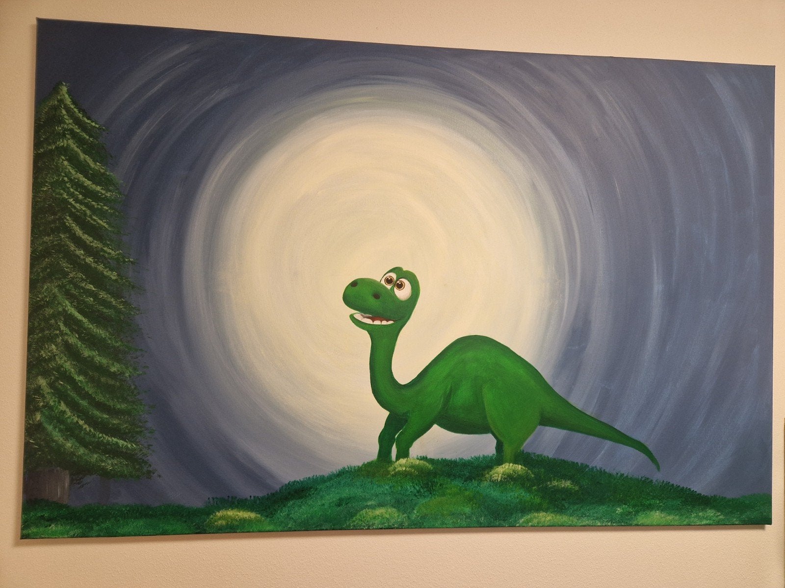 Glow in the Dark Schilderij: The Good Dinosaur (zelfgemaakt), 50 – 75, Oorspronkelijke maker, Nieuw, Ophalen of Verzenden