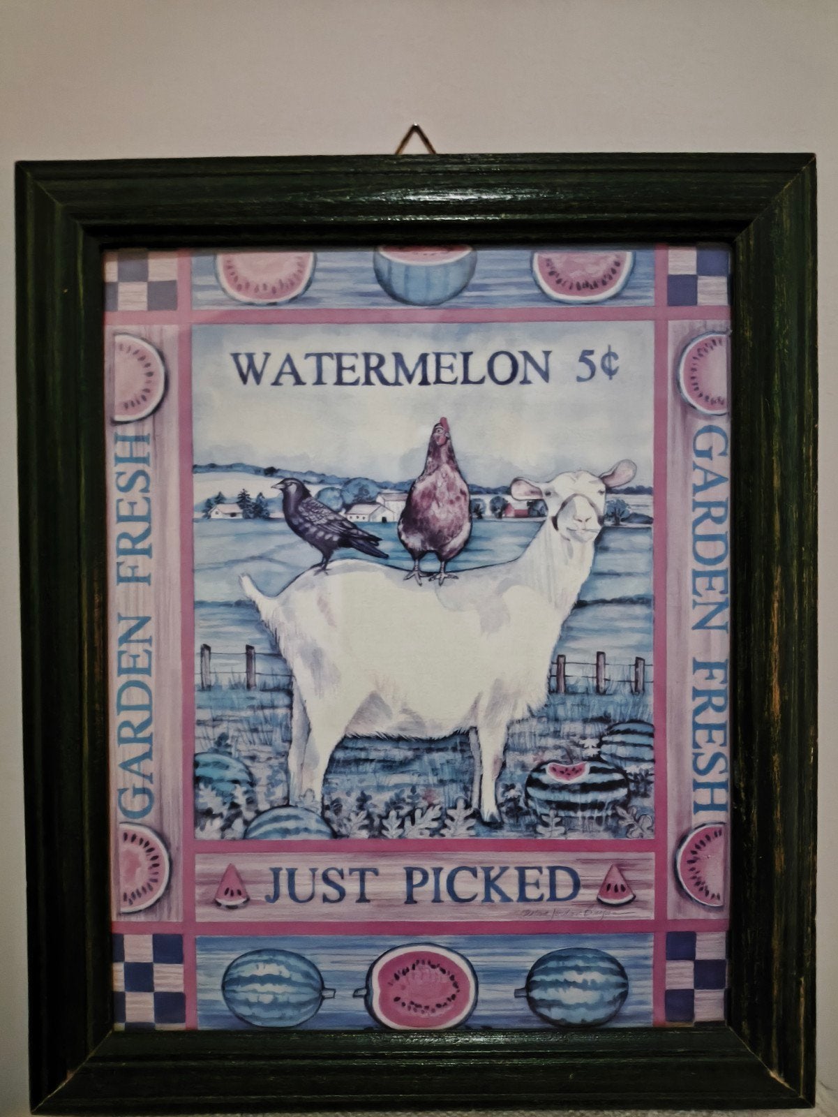 Wanddecoratie watermeloenen en dieren, Ophalen, 30 cm, 25 cm, Schilderij