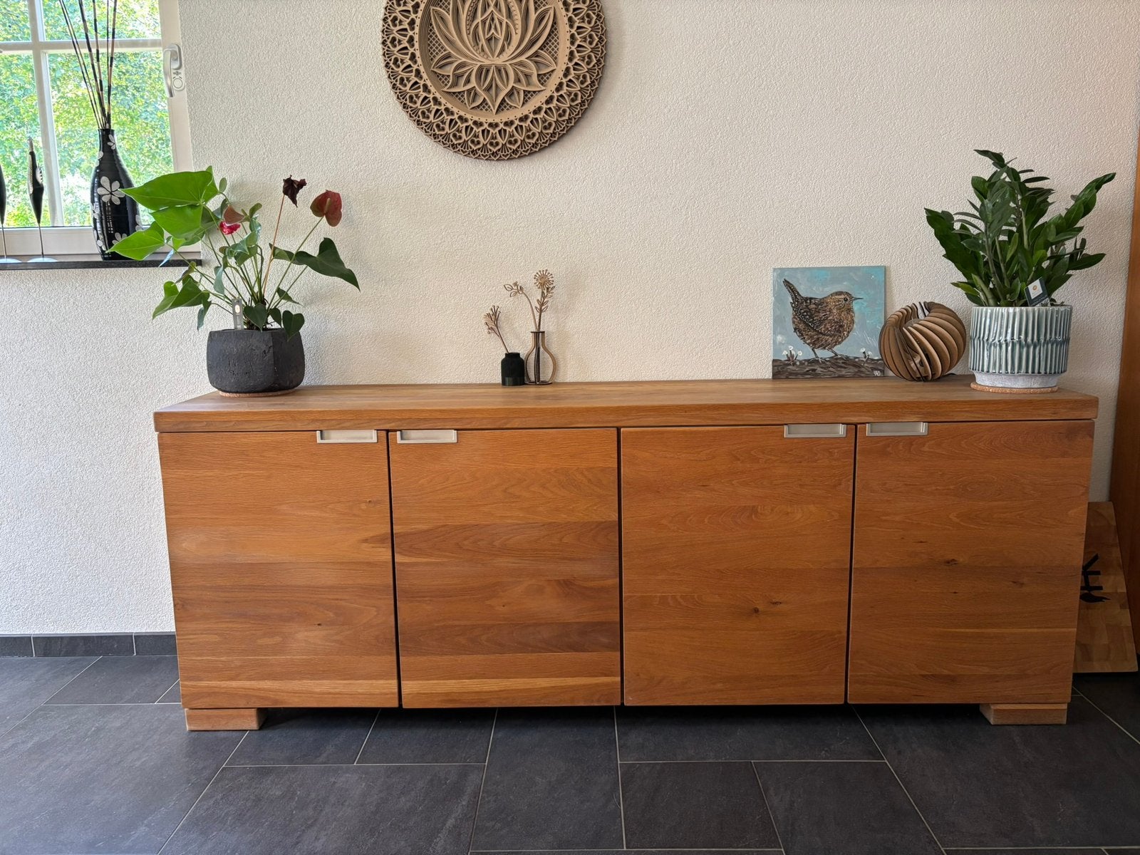 Eiken dressoir, Ophalen, Eikenhout, 200 cm of meer, 25 tot 50 cm
