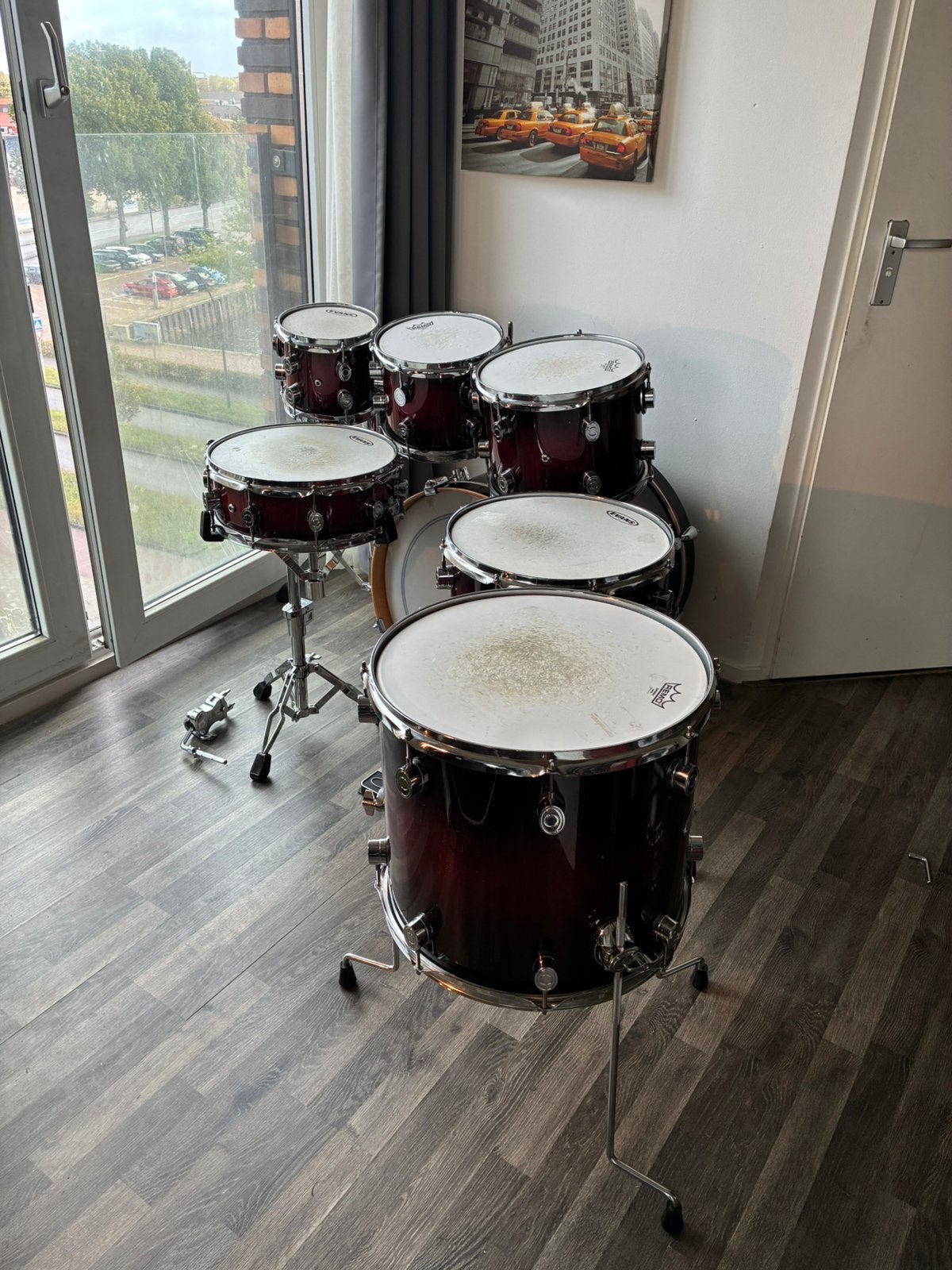 DW Pdp X7 full maple red/black sparkling drumstel, Ophalen, Zo goed als nieuw, Overige merken