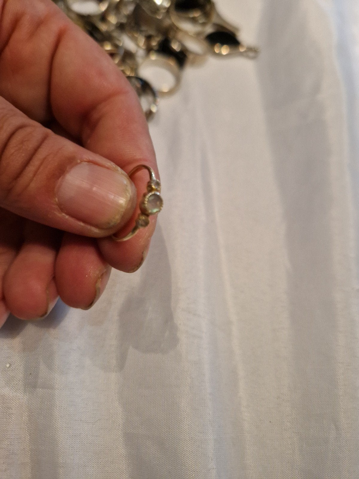 zilver ring met kleine steen, Gebruikt, Ophalen of Verzenden, 17 tot 18, Dame of Heer