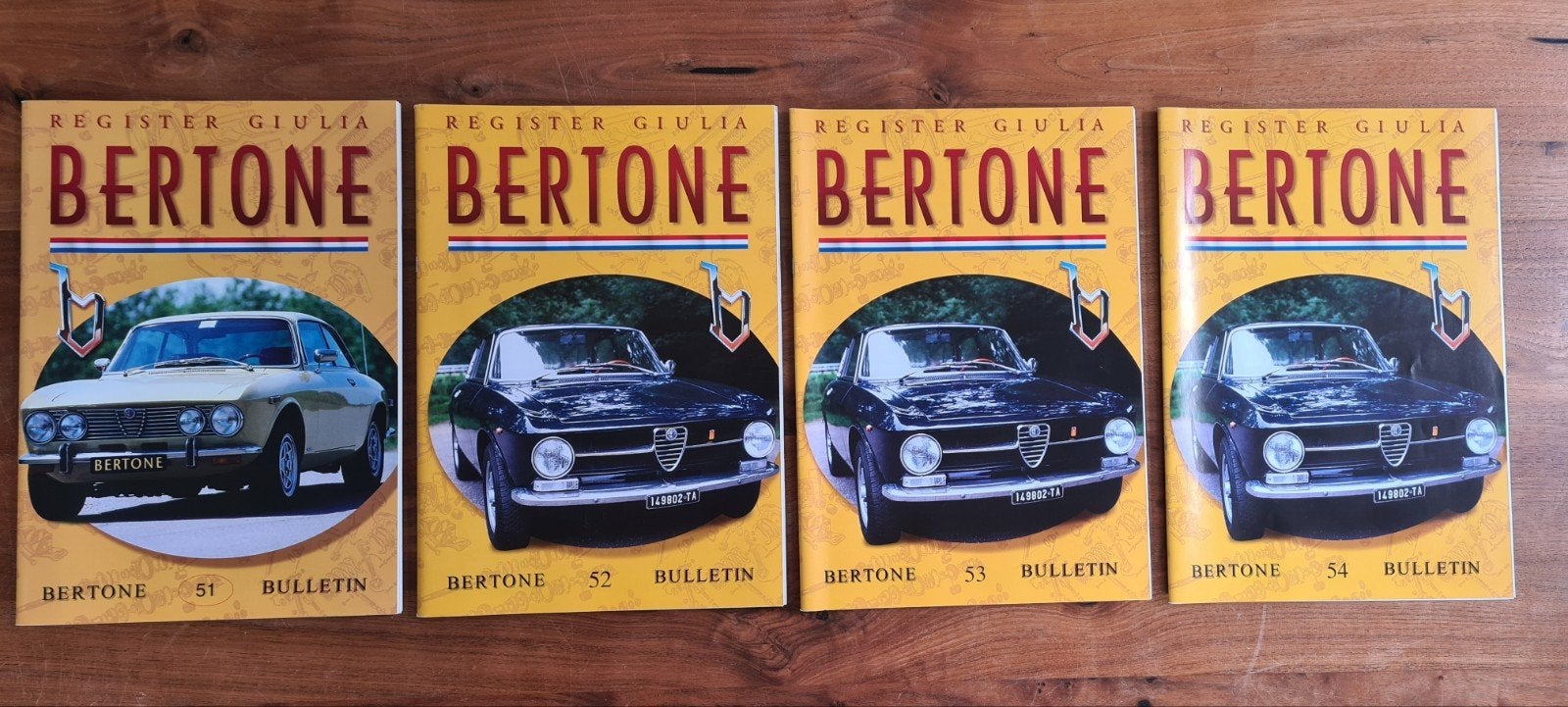 Bertone Register Giulia Bulletins 51-54 (Alfa Romeo), Ophalen of Verzenden, Zo goed als nieuw, Alfa Romeo