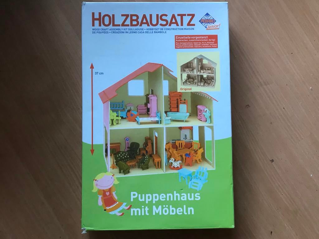 Pebaro Houten Poppenhuis Bouwpakket met Meubels - Nieuw, Ophalen of Verzenden, Nieuw, Poppenhuis
