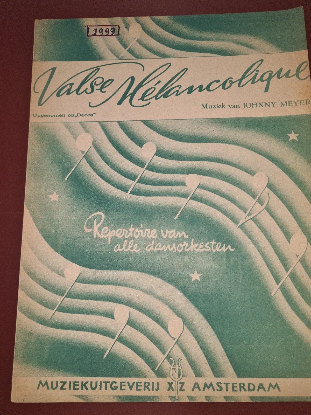 Valse Mélancolique - Johnny Meyer bladmuziek, Gebruikt, Piano, Klassiek, Ophalen of Verzenden