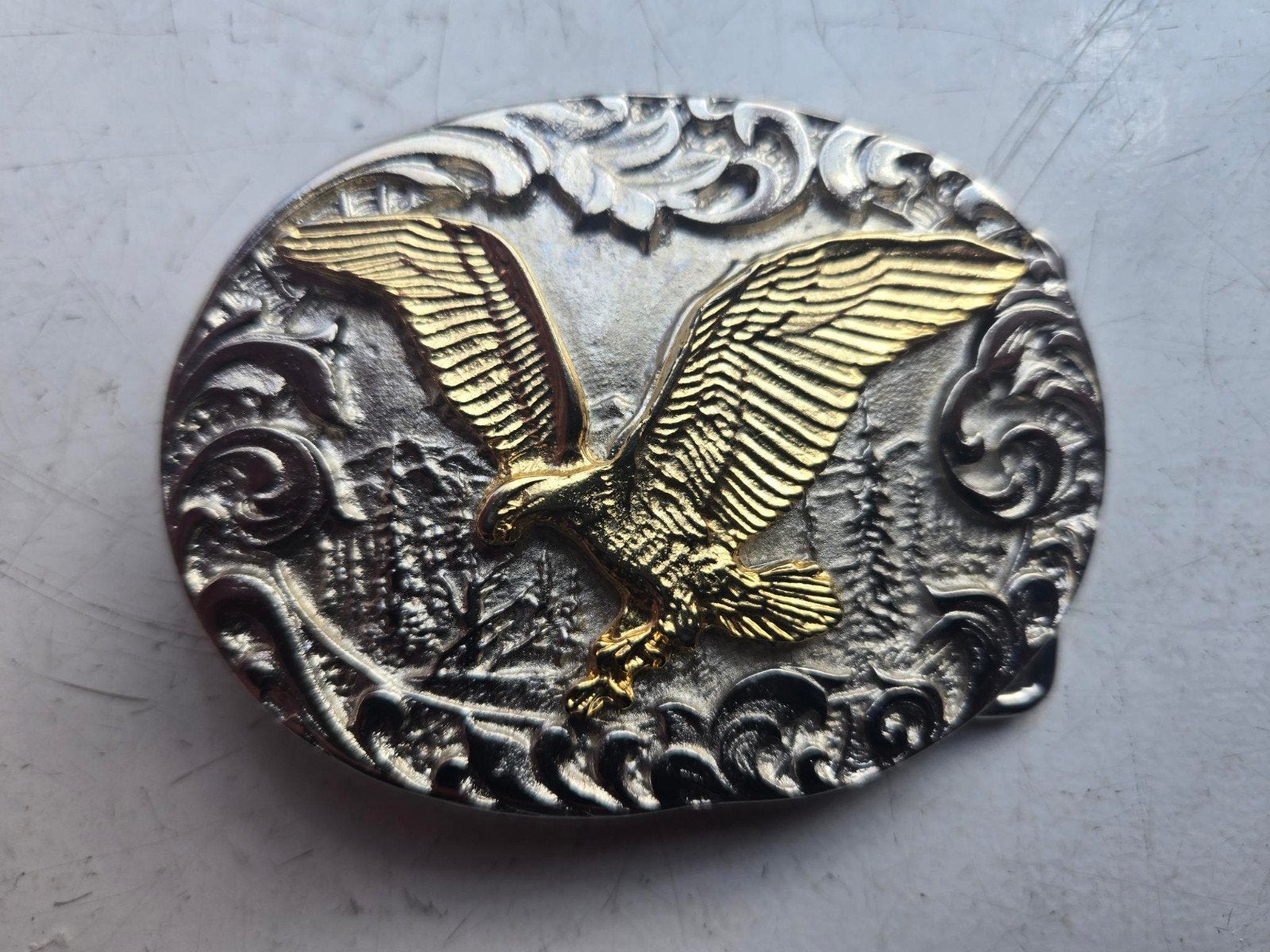 Vintage Belt Buckle - Soaring American Bald Eagle, Ophalen of Verzenden, Gedragen, Losse buckle of gesp
