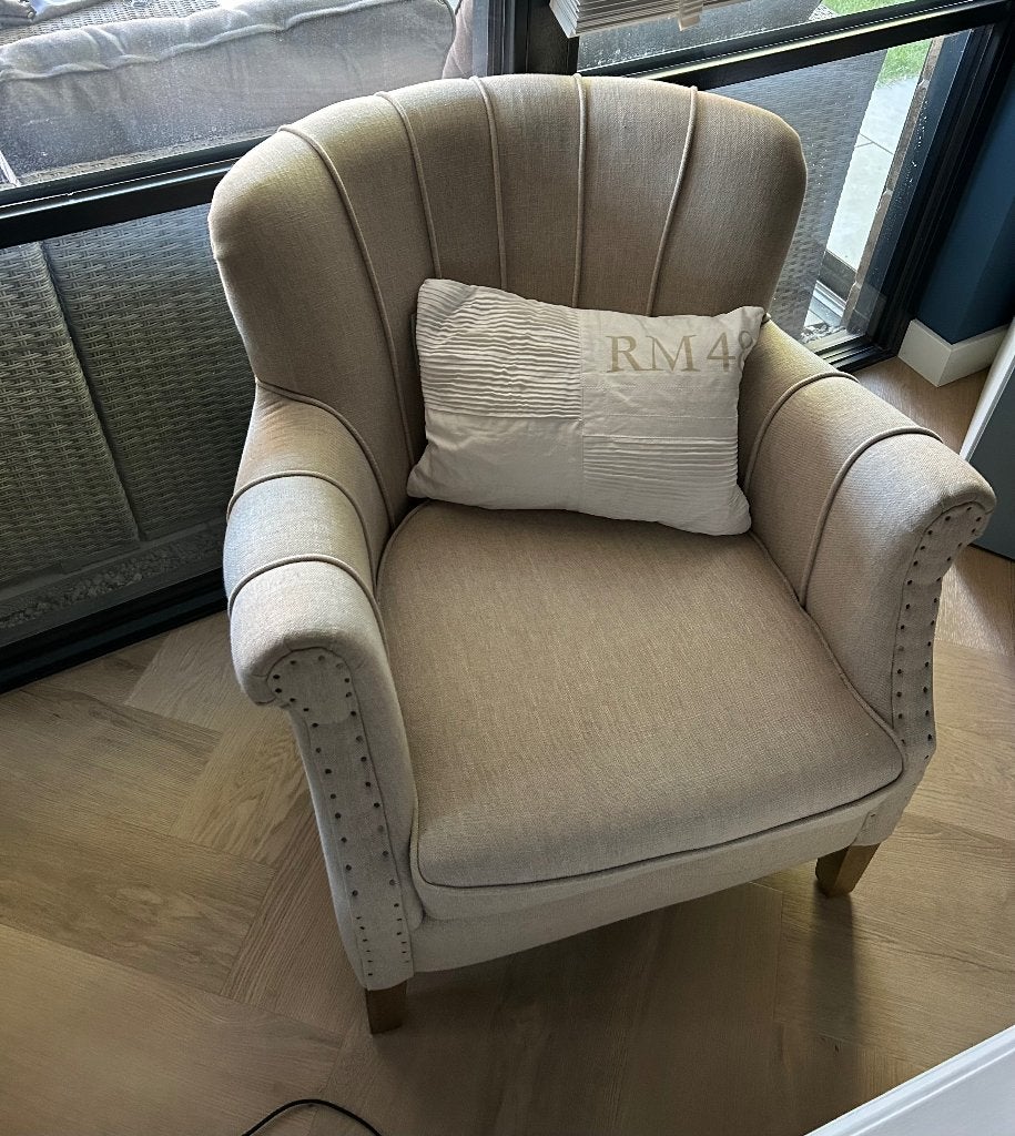 Riviera Maison relaxstoel, Huis en Inrichting, Stoelen, Ophalen, Bruin, Zo goed als nieuw, Eén