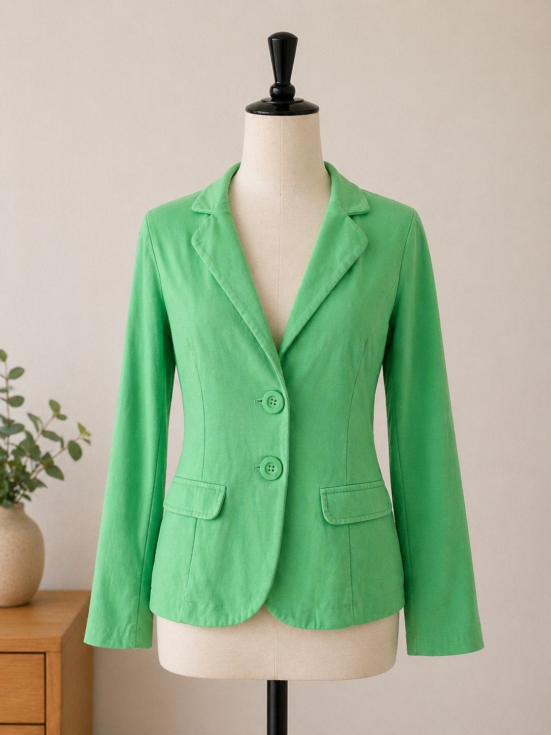 Tricot jasje Appeltjes Groen M/L, Maat 38/40 (M), Ophalen of Verzenden, Jasje, Gedragen