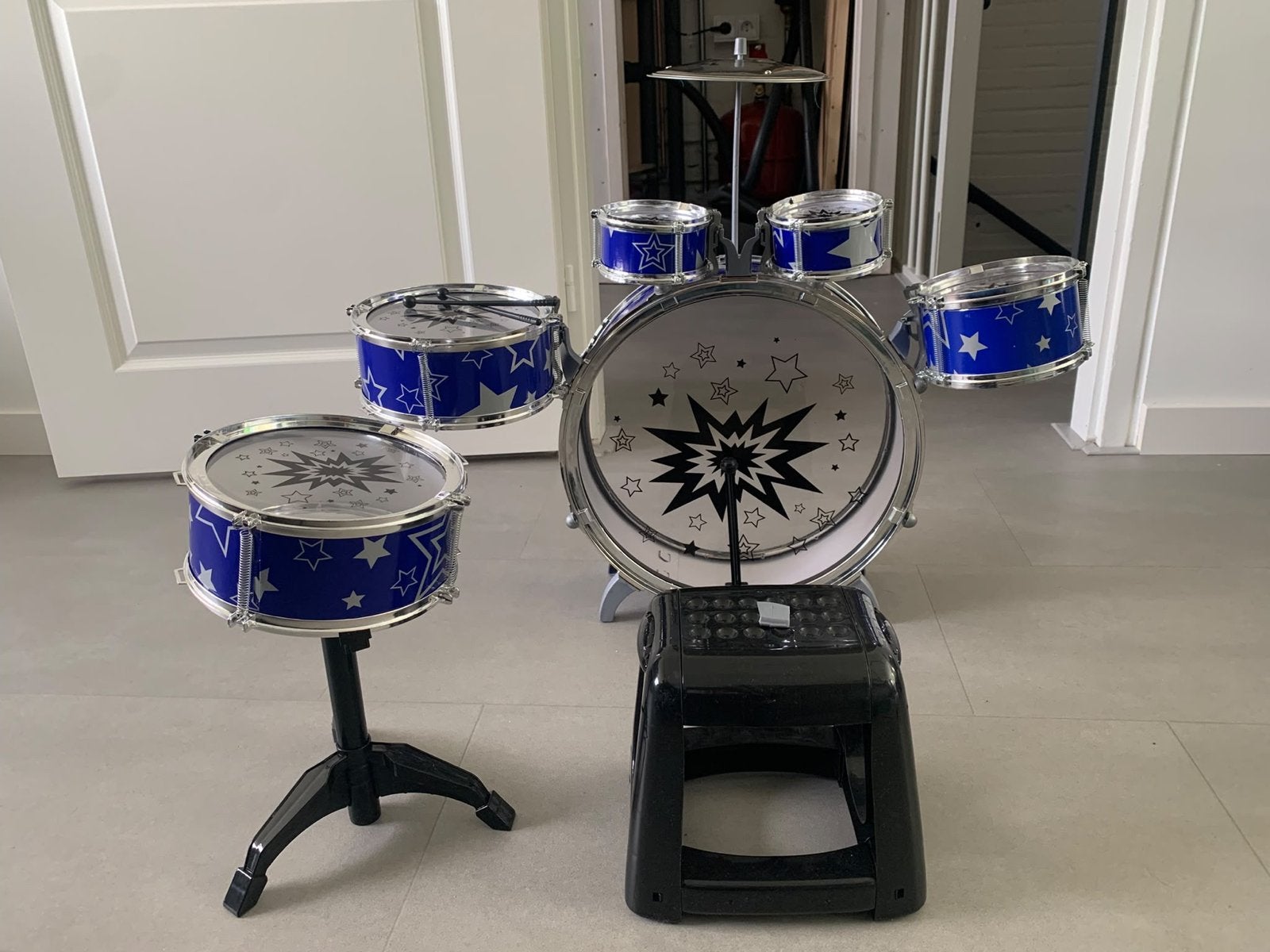 Kinderdrumstel - Blauw met sterren, Ophalen of Verzenden, Zo goed als nieuw, Overige merken