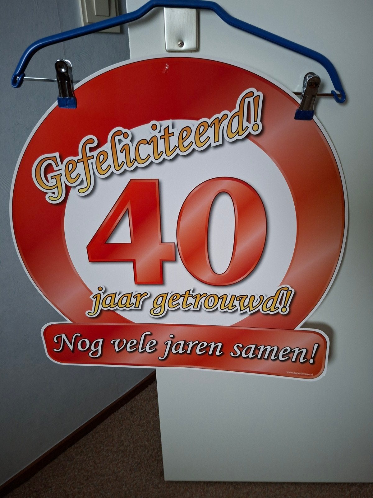Huldeschild 40 jaar getrouwd,  als nieuw., Hobby en Vrije tijd, Ophalen, Nieuw, Overige typen