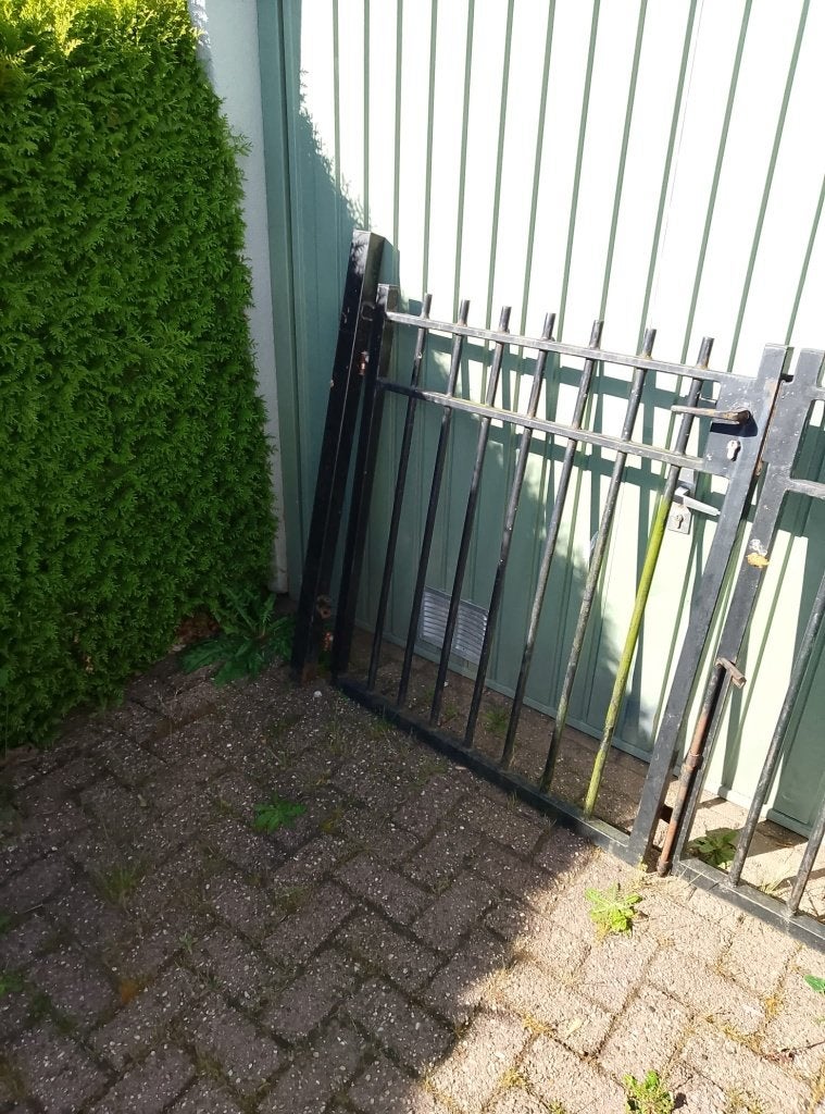 Dubbele sierpoort, Tuin en Terras, Ophalen, Gebruikt, IJzer, Sierhekwerk