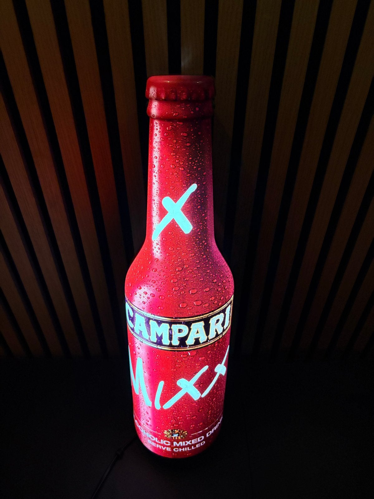 Unieke Campari Mixx Lichtbak Fles - Eyecatcher 60x15cm, Verzenden, Zo goed als nieuw, Lichtbak of (neon) lamp