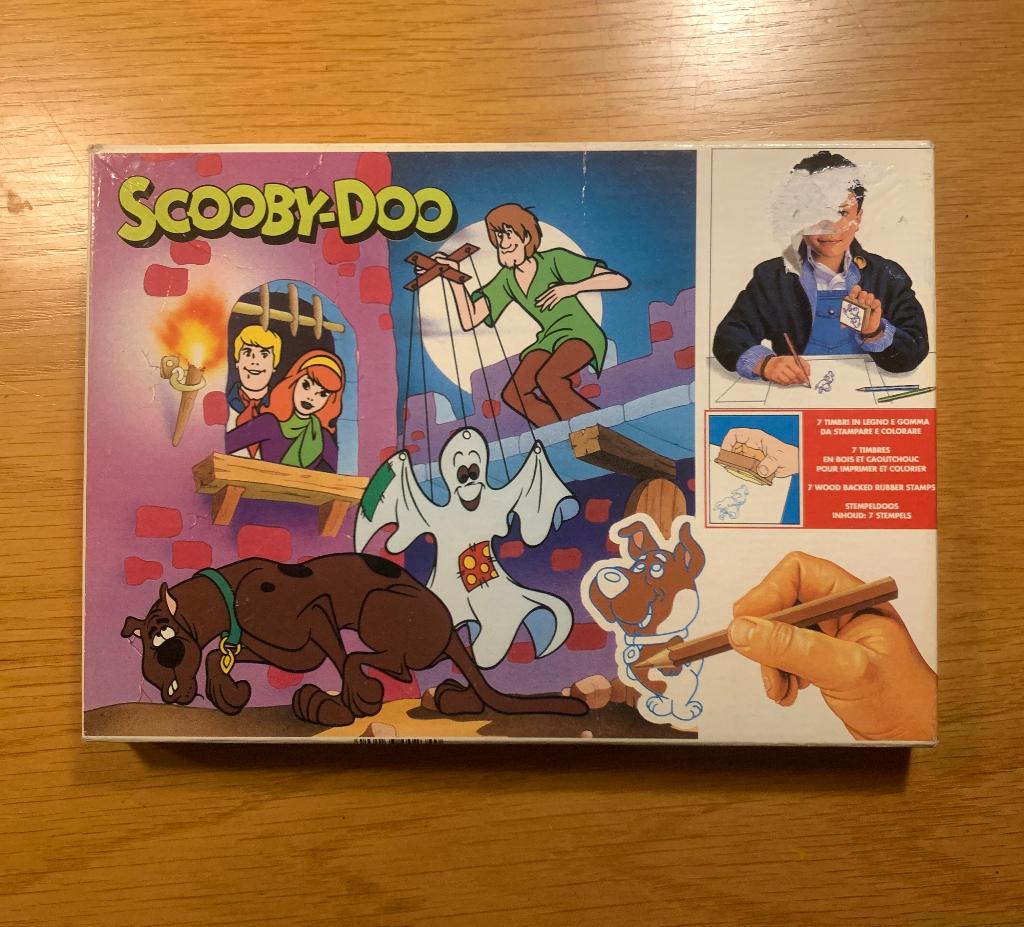 Scooby-Doo Stempelset 1991 stempeldoos stempels, Hobby en Vrije tijd, Stempelen, Ophalen of Verzenden, Gebruikt, Houten stempel