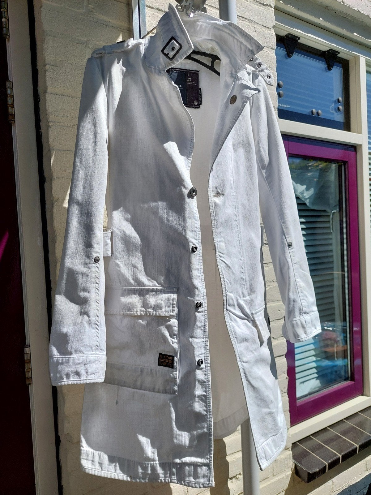 Mt S 36 G-Star mooie witte zomerjas jeansstof z.g.a.n., Verzenden, Wit, Zo goed als nieuw, Maat 36 (S)