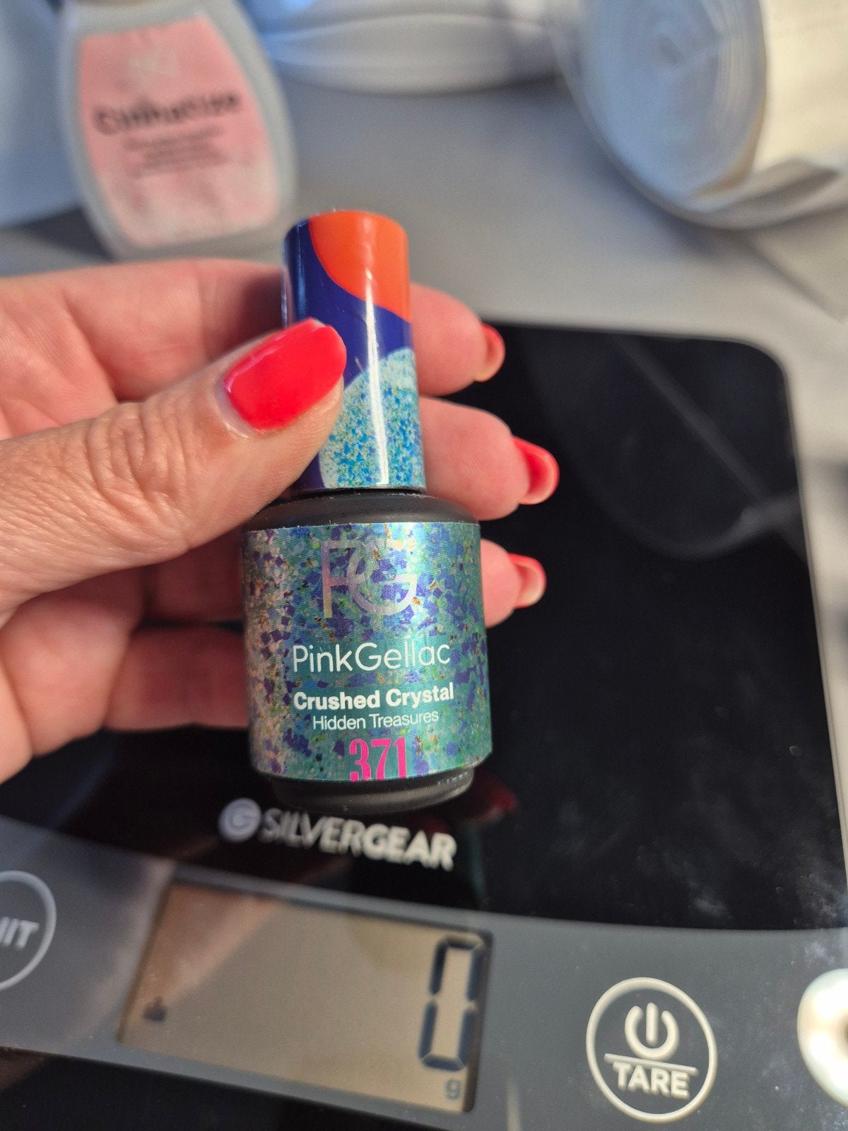 PinkGellac crushed crystal 371, Ophalen of Verzenden, Zo goed als nieuw, Handen en Nagels