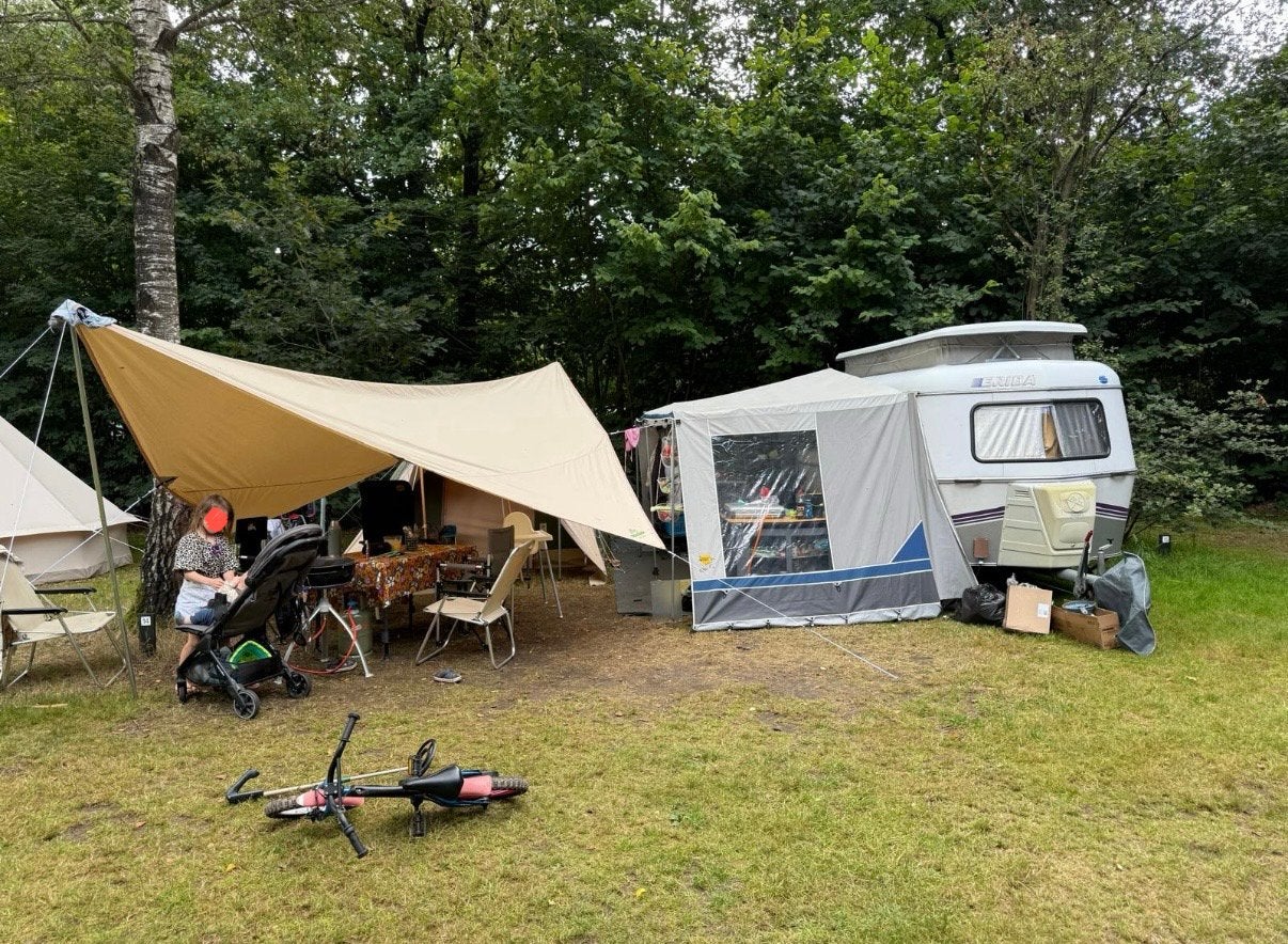 Eriba Touring Troll voortent open, Ophalen, Gebruikt