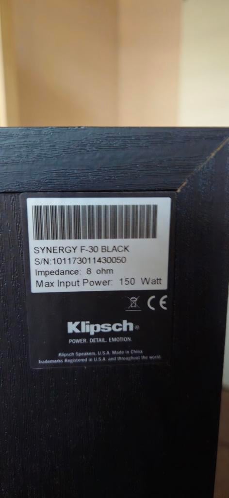 Klipsch Synergy F30-Black Luidsprekers - 150W, 8 Ohm, Ophalen