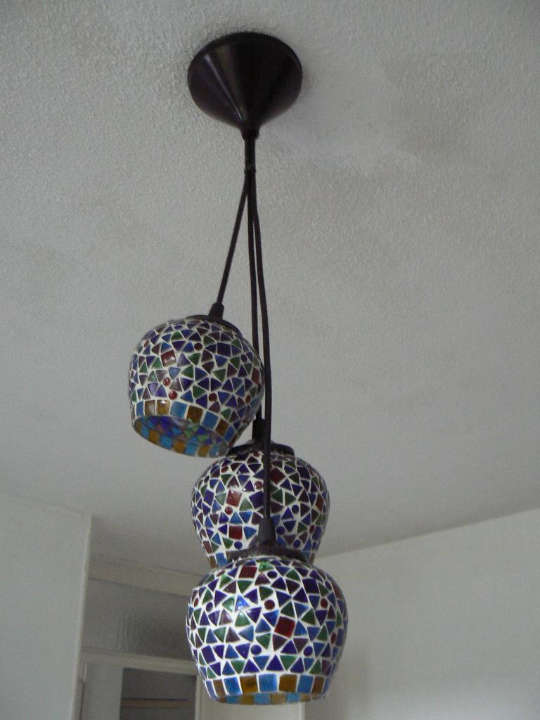 3 in 1 hanglamp, mozaïk glas, Ophalen, Zo goed als nieuw, Glas, Minder dan 50 cm