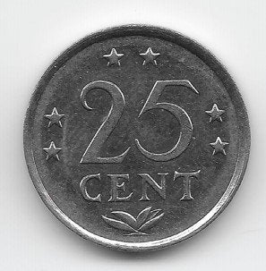 Nederlandse Antillen 25 cent 1982 KM# 11 (1), Verzenden, Midden-Amerika, Losse munt