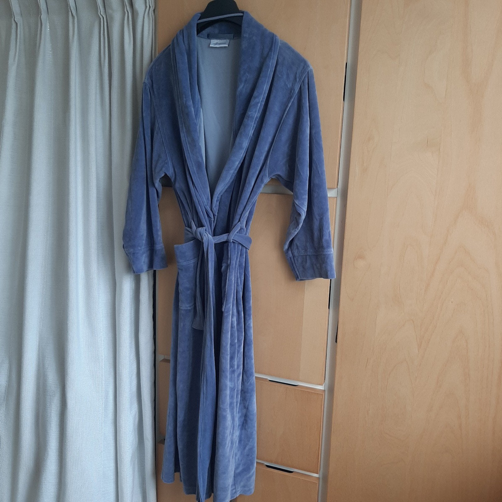 badjas ochtendjas velours. blauwgrijs hunkemoller maat L, Verzenden, Badjas