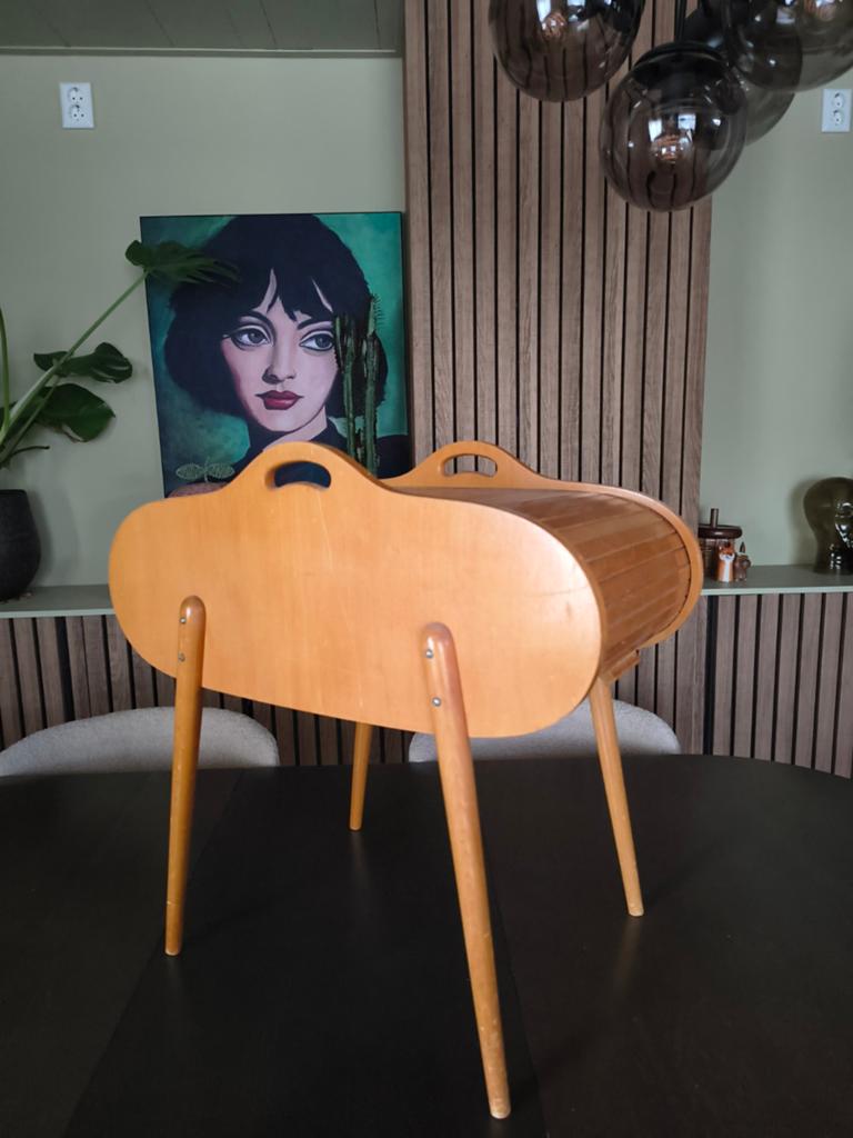 Vintage tamboer naaikastje - Mid Century Deens Design-, Ophalen, Gebruikt