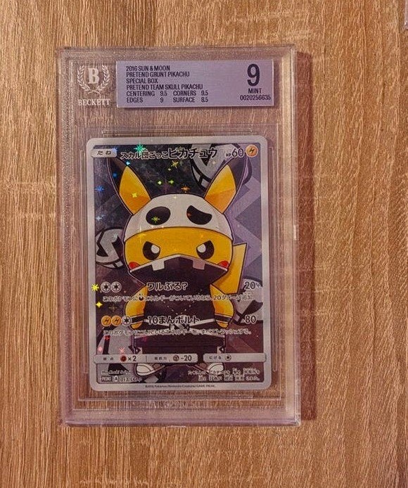 Pokemon~ 2x Graded Pikachu Kaarten BGS 9 & 8.5 - Sun & Moon, Ophalen of Verzenden, Zo goed als nieuw, Losse kaart