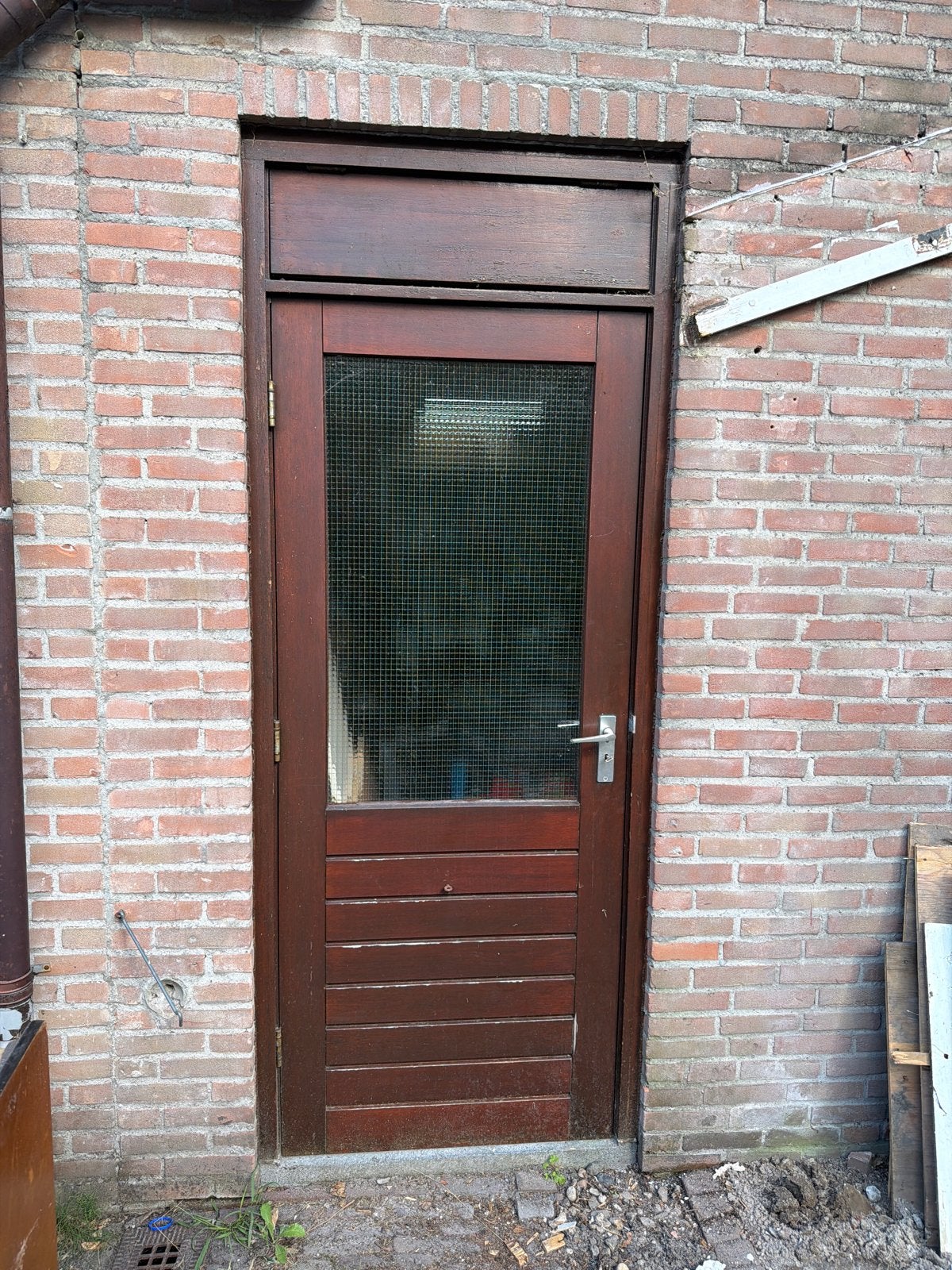 Achterdeur hardhout met dorpel 244x94 cm, Ophalen, Gebruikt, 80 tot 100 cm, 215 cm of meer