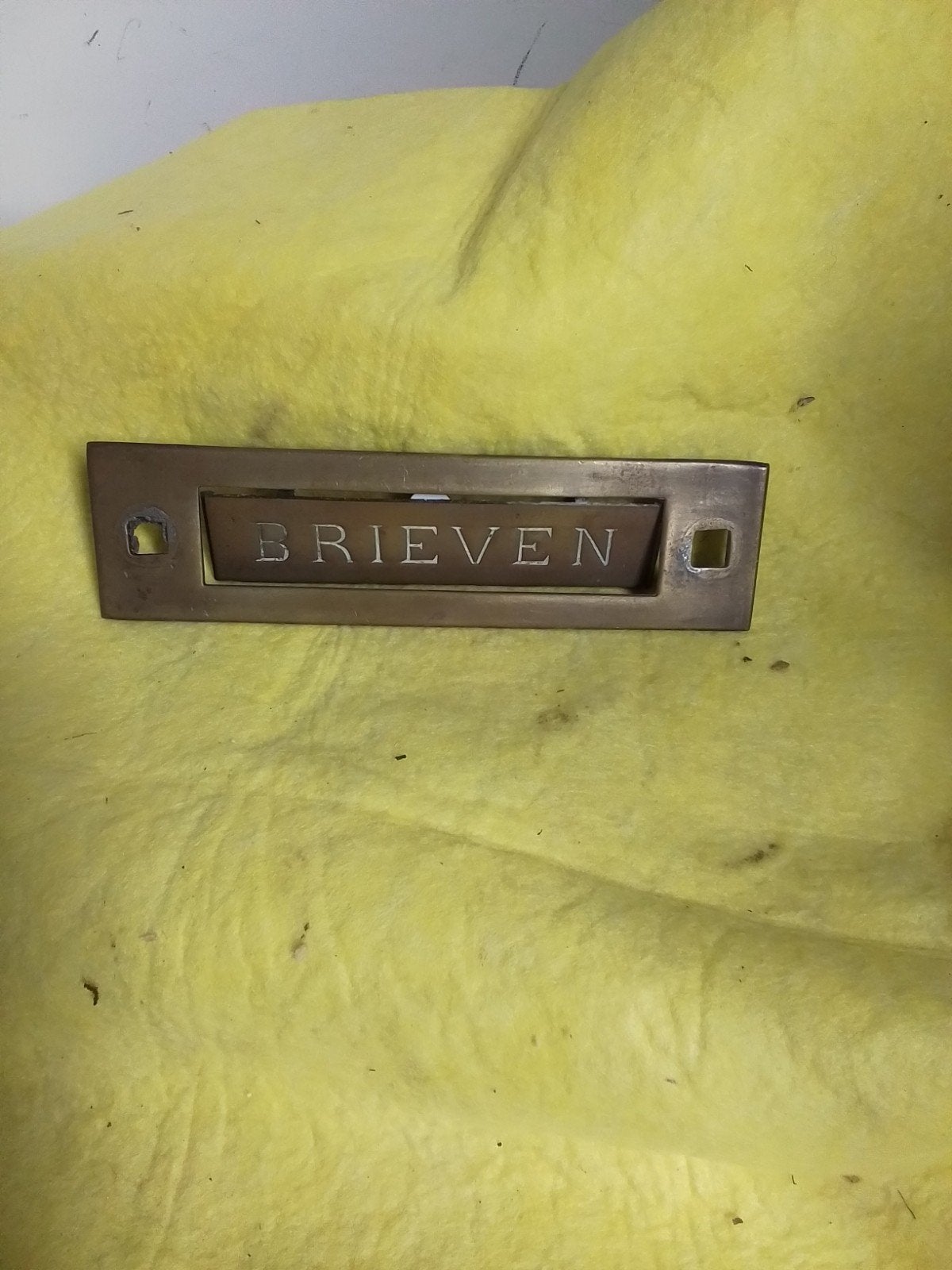 14542) antieke messing brievenbus klep  195x50 mm, Ophalen of Verzenden