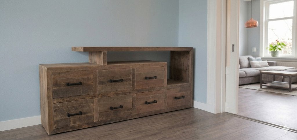Dressoir levels 195 cm, Ophalen, Nieuw, Hout
