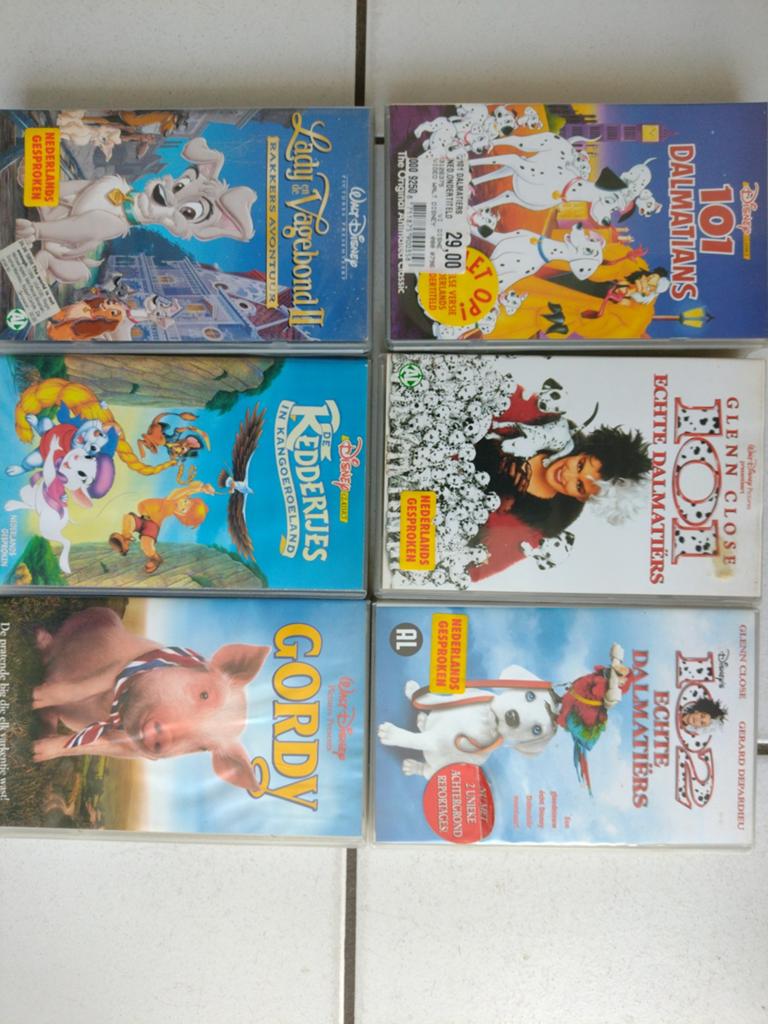 Disney VHS-collectie: 101 Dalmatiërs, Lady en Vagebond, Cd's en Dvd's, VHS | Film, Gebruikt, Actie en Avontuur, Alle leeftijden